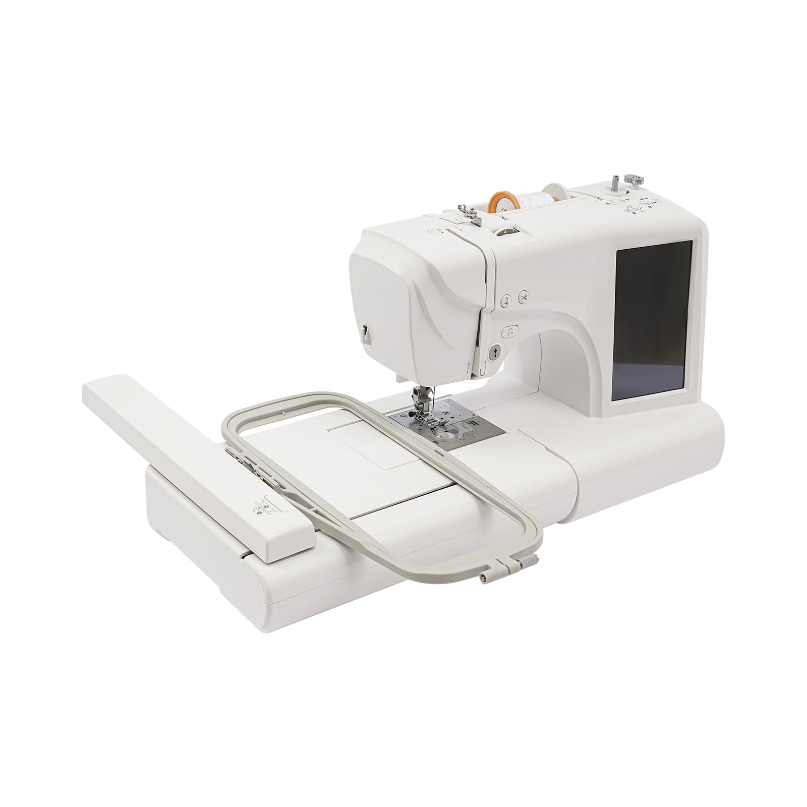 Macchina da ricamo con schermo LCD da 7 pollici, luce LED, pedale, 2 telai da ricamo, supporta 11 lingue per ricamare tessuti e indumenti per realizzare modelli di ricamo