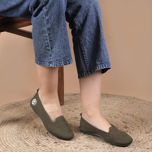 Image of Women Lightweight Knitted Ballerina Flats Slipon Dusty Mauve Comfort Fitx2