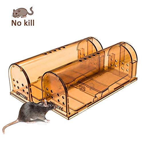 Preisvergleich Produktbild PECHTY Mausefalle lebend, 2er Set Lebendfallen, Tierfreundliche Mäusefalle Rattenfalle für Küche, Haus, Garten Umweltbewusst Kastenfalle Mäuse fangen,transparent mit Luftlöcher