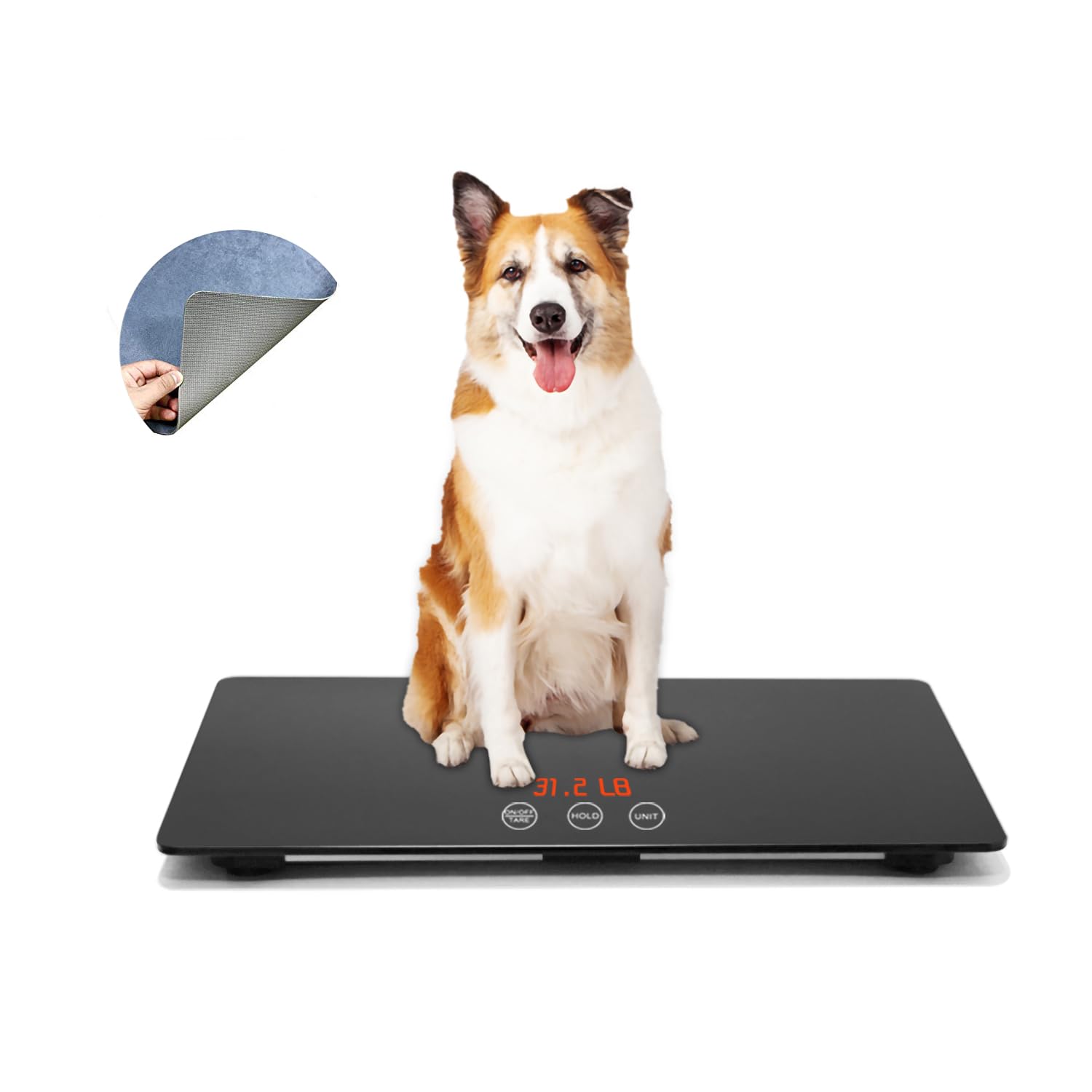 Digital Pet Scale for Dogs, 25.6 X 17.7inchs, Max 220 lbs, Animal Scale Platform, 3 Weighing Modes, kg, oz, lb, Precision 10g, Black