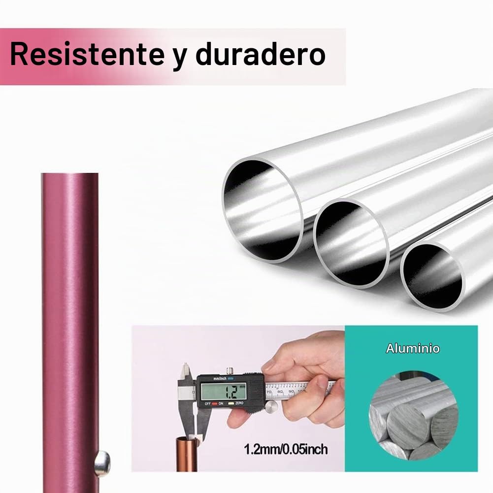 Muletas Ortopédicas Plegable, Muletas para Caminar Rosa para Mujeres, Muletas de Brazo para Adulto (1 Unidad, Manguito Abierto), Altura Regulables