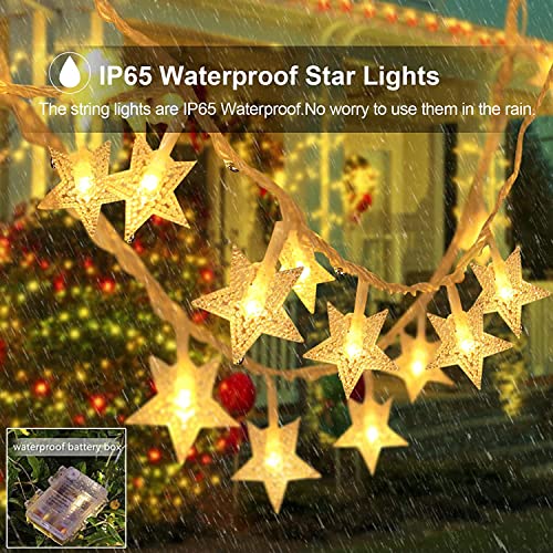 Yotelim Star String Lights Battery Operated，Water Proof 33Ft 100 Led Fairy Christmas Lights 8 Modes With Remote Control , For Home, Party, Wedding, Garden Decoration Warm White #TOP2