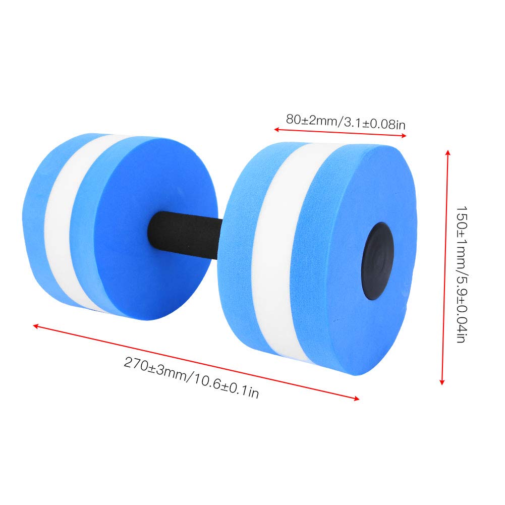 lvifloae Aqua Dumbbells Water Aerobics Lightweight EVA Foam Pool Dumbbells Men Women Water Sports Fitness Tools Exercise Aid (Blue and White)