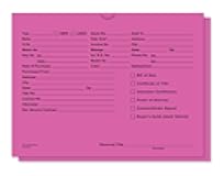 Printed Vehicle Deal Jackets 9 X 12 100 Shrink Wrapped Dealerships Auto Car Lot (Fuchsia)