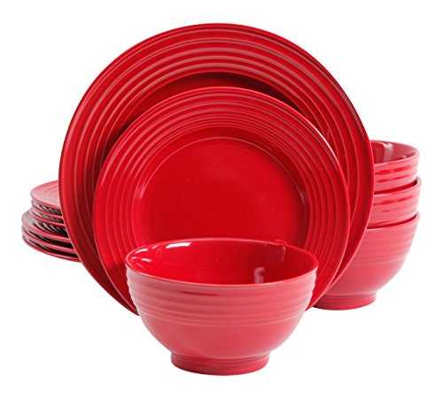 One-Day Sale: Up to 80% Off Gibson Home Plaza Cafe 12 Pc Red Dinnerware Set, 1