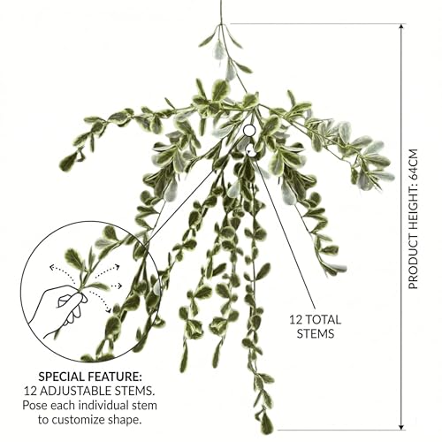 Image of Dekorly 2 Pack Artificial Plants Artificial Hanging Plants Faux Eucalyptus Leaf Greenery Fake Hanging Eucalyptus Plant (Green) (2, Cherry) (2, White and Green)