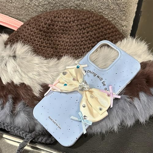 Coque en jean iPhone 14 Pro Max antichoc avec nœud en strass