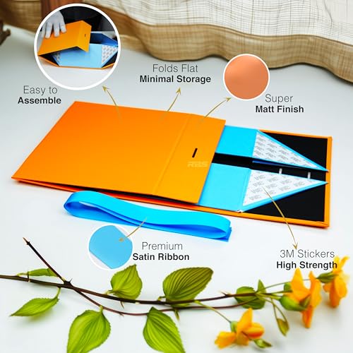 Image of RBS - Foldable Rigid Hamper Box (23 x 16 x 10cm) Empty Gift Boxes (1 Pack) Rectangular Gift Box Empty Multipurpose Decorative Folding Paper Gift Box Holds Upto 5 kg Diwali Box For Gift (Aqua Charm)