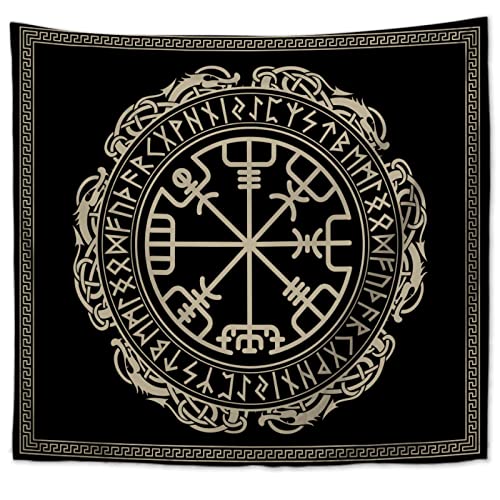 Wandteppich Wandbehang Tuch Wikinger Rune Totem Wandbehang Decke 3D-Druck Poster Wandkunst Dekoration Geeignet Deko Innenausstattung für Schlafzimmer Wohnzimmer Wohnheim 180x230cm Cover