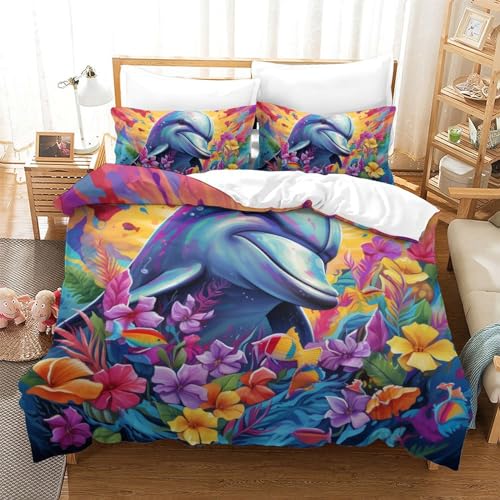 Housse de couette dauphin microfibre facile à laver lit King - 2