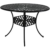 Sunnydaze Round Patio Dining Table - Outdoor Durable Cast Aluminum Construction - Decorative...