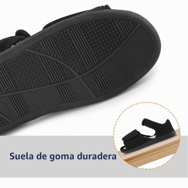 TIESTRA Pantuflas Calientes para Hombres con Pies Grandes,Pantuflas Diabéticas de Piel de Oveja para Invierno,Pantuflas de Fieltro con Puntera Abierta,Plantilla de Espuma con Memoria