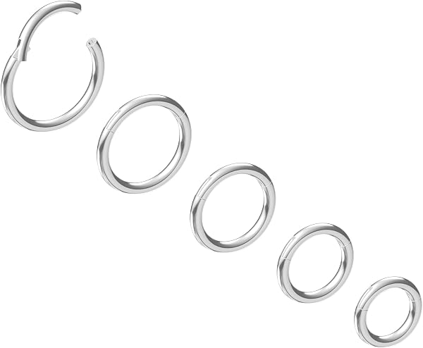 0.8/1.0/1.2/1.6/2.0/2.5/3.0/4.0mm Acier à charnière Septum Segment Clicker Lèvres Nez Anneau Hoop Helix Cartilage Daith Tragus - 1