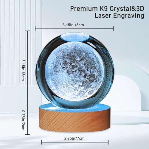 Image of Hamsa Magical Crystal Ball Night Light, LED Color-Changing Globe Lamp, Crystal Ball Lamp, Desktop Decorative Mood Light (16 Color Moon)