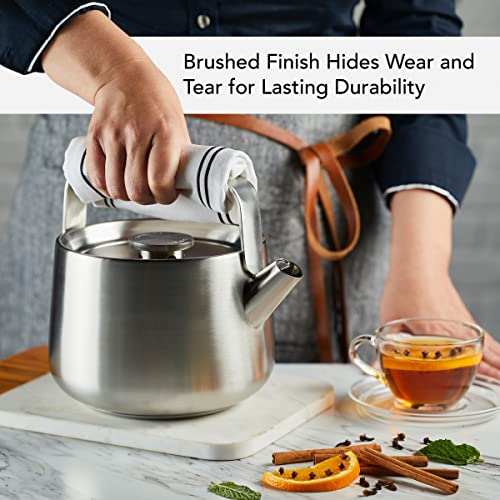 Image of KitchenAid Teakettles Stainless Steel Whistling Teakettle, 1.9 Quart - Brushed Stainless Steel
