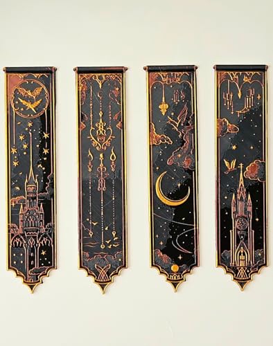 Image of Fantasy Castle Bookmark Set of 4 | Dark Academia Collectible Bookmarks | Premium Decorative Reading Accessories | Ideal Gift for Readers & Book Lovers | Bioplastic (Hogwarts Theme)