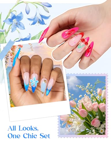 Image of Beetles Summer Gel Polish Set - Hema-Free Summer Garden Collection, 30 Colors Neon Bright Blue Purple Colors Polish with Base Top Coat Swatch Card Uv LED Lamp Gel Gifts for Women
