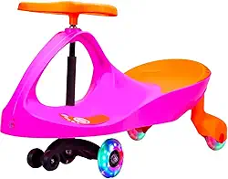 Carrinho Rolimã Zig Zag Car Rosa 360 Roda Led Infantil - Castela