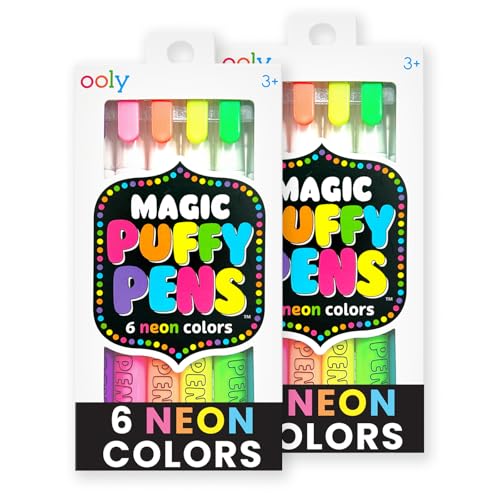 Ooly Magic Puffy Paint Pens 2 Pack (12 Pens) of Neon Color Pens