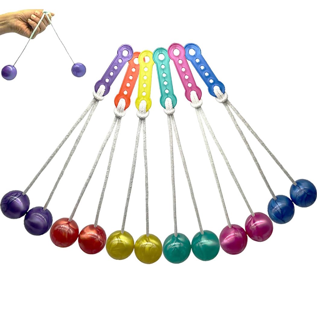 MRTURKREVHQ Clackers Ball Lato Lato Toy, Swinging Balls on A String Rope, Click Clacks Noise Maker Party Favours, Fine Motor Skills Toys Hands on Abilities, Novelty Gifts for Boys and Girls, 6 PCS