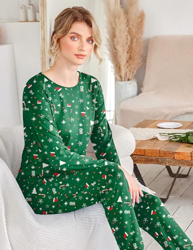Image of Ekouaer 2 Pack Pajama Sets for Women,Long Sleeve Top With Jogger Pants Lounge Set Sleepwear with Pockets