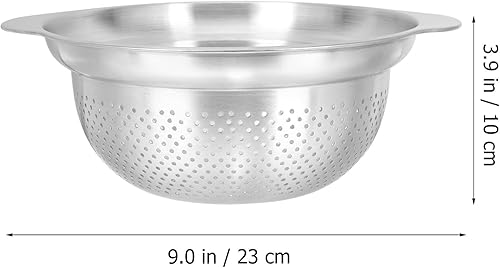Miniatura 6 de BESPORTBLE Cuenco de acero inoxidable grueso multiusos con asas, para lavado de arroz y pasta, soporte estable para fregadero para verduras, frutas