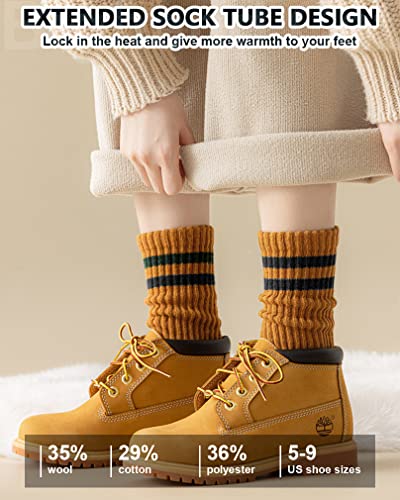 Image of IIG 3-5 Pairs Womens Super Thick Warm Winter Crew Socks Cute Fashion Knit Cozy Socks Gifts for Women