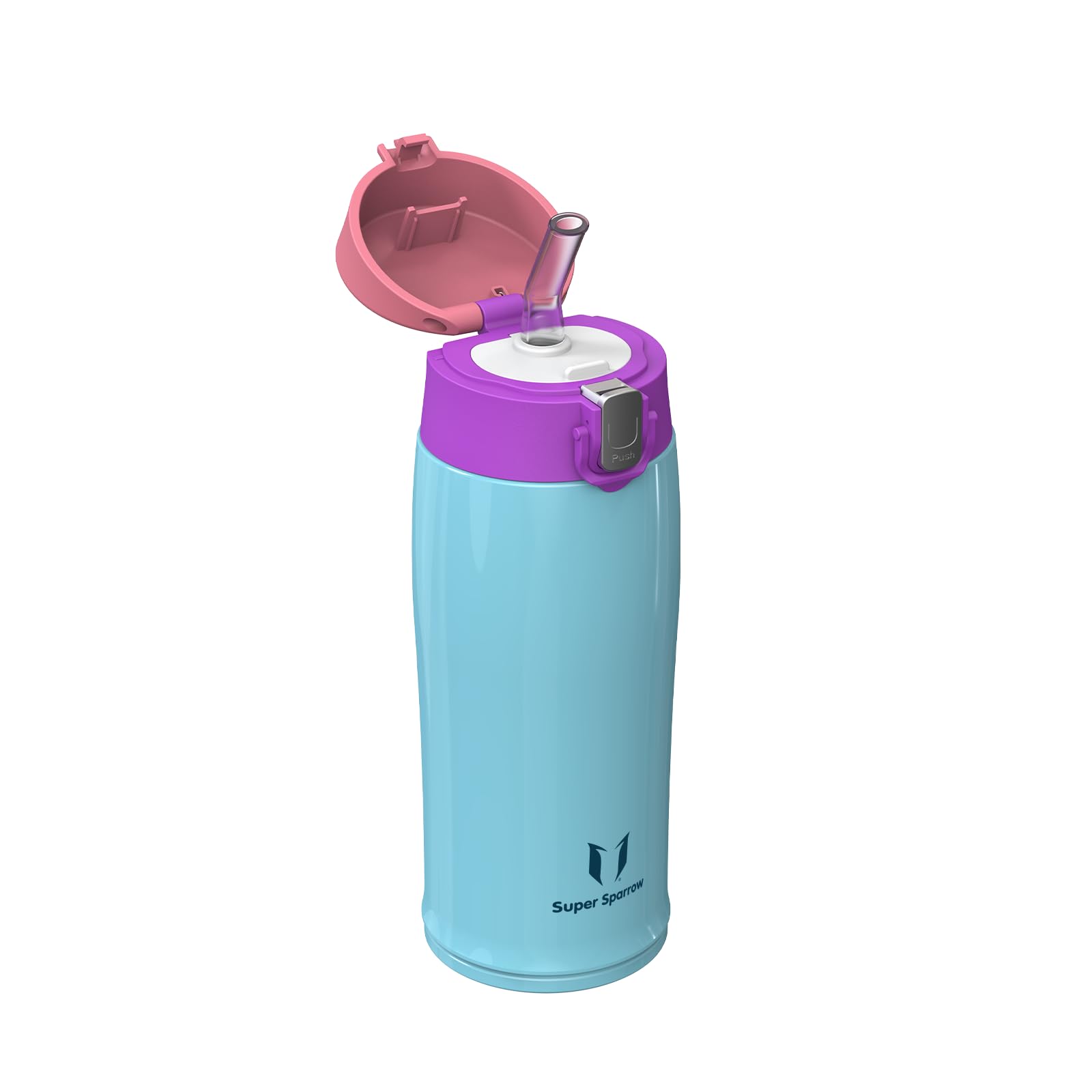 Super Sparrow Borraccia con Cannuccia, Acciaio Inox Bottiglia Termica - 350ml, 500ml, 750ml - Senza BPA Tazza Termica, Bottiglia Termica per Bambini, Scuola, Sportiva, Campeggio