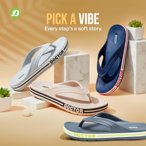 Image of DOCTOR EXTRA SOFT Men's Classic & Premium Casual Flip Flops with Soft Acupressure for Adult | Comfortable & LightWeight| Stylish & Anti-Skid |Waterproof Everyday Cushion Slippers for Gents /Boys D-553