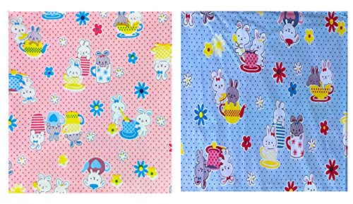 Image of EcoSoft Plastic Sheet,PVC Sheet for Kids,Rubber Sheet for Babies,Bed Wetting Protector(90 x 135 cm) (Rabbit Pink & Blue)