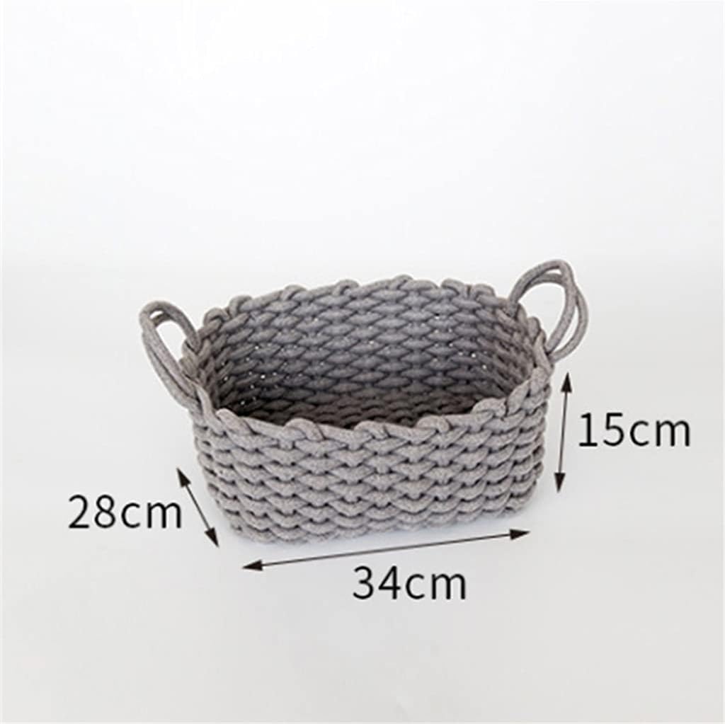 Storage Basket Handmade Clothes Laundry Basket Fabric Toys Storage Basket Desktop Large Organizer Box (Color : White,) (Gray One Size)