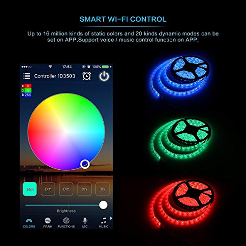 iNextStation Controle LED WiFi (4 pinos) para luzes de LED RGB de 12 V/24 V compatíveis com controle