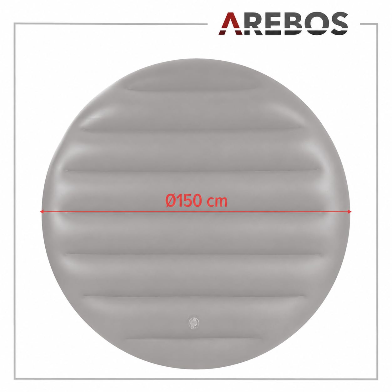 Arebos Couverture Thermique pour Bains à remous | Ø150 cm | Gris | Accessoires de Bains à remous pour piscines | Couverture Gonflable