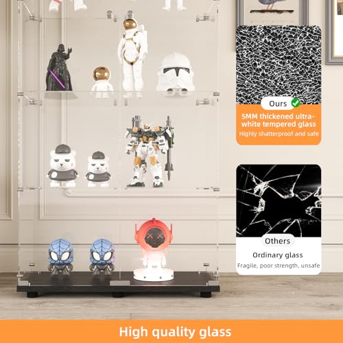 Image of LFT HUIMEI2Y 4-Tier Glass Display Cabinet with LED&Lock, Display Case Black