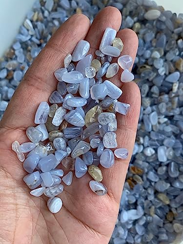 Image of 2 oz Lot Natural Blue Lace Agate Semi Tumbled Gemstone Chips, Crushed Mini Crystals, Undrilled Crystal Chips (Blue Lace Agate)