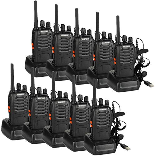 IMURZ Walkie Talkies USB Rechargeable Long Range Two-way Radio Built-in LED Flashlight for Field Survival Biking Hiking 10 Pack