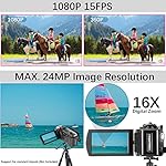 Video Camera Camcorder Digital Camera Recorder Full HD 1080P 15FPS 24MP 3.0 Inch 270 Degree Rotation LCD 16X Digital Zoom Camcorder Camera with 2 Batteries(Black) - Image 3