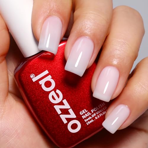 Ozzeal Milchig Weiß UV Nagellack, 15ML Jelly Gelee gel nagellack Transparent Neutral Nackt Frühling Sommer Jelly Gel Nail Polish Soak Off UV LED Gel für Nail Art Maniküre