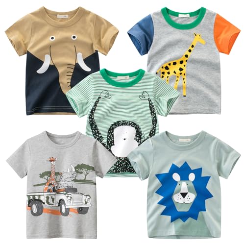 Boys' 4-Pack Space Guitar Short Sleeve Crewneck T-Shirts Top Tee 2-7 Years Toddler Boys' Value Pack Cotton T-Shirt