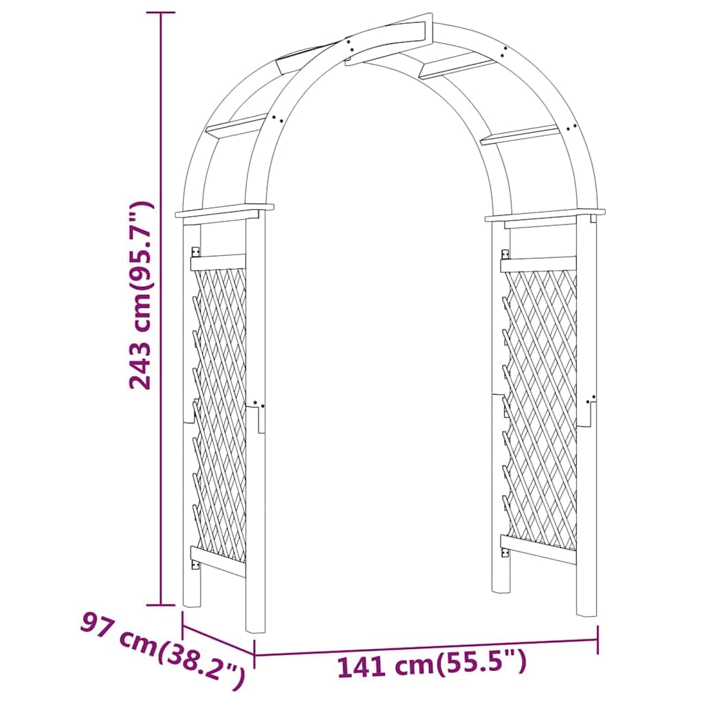 Pergola Ogrodowa z Drewna Sosnowego 141x97x243 cm z Kratką na Pnącza