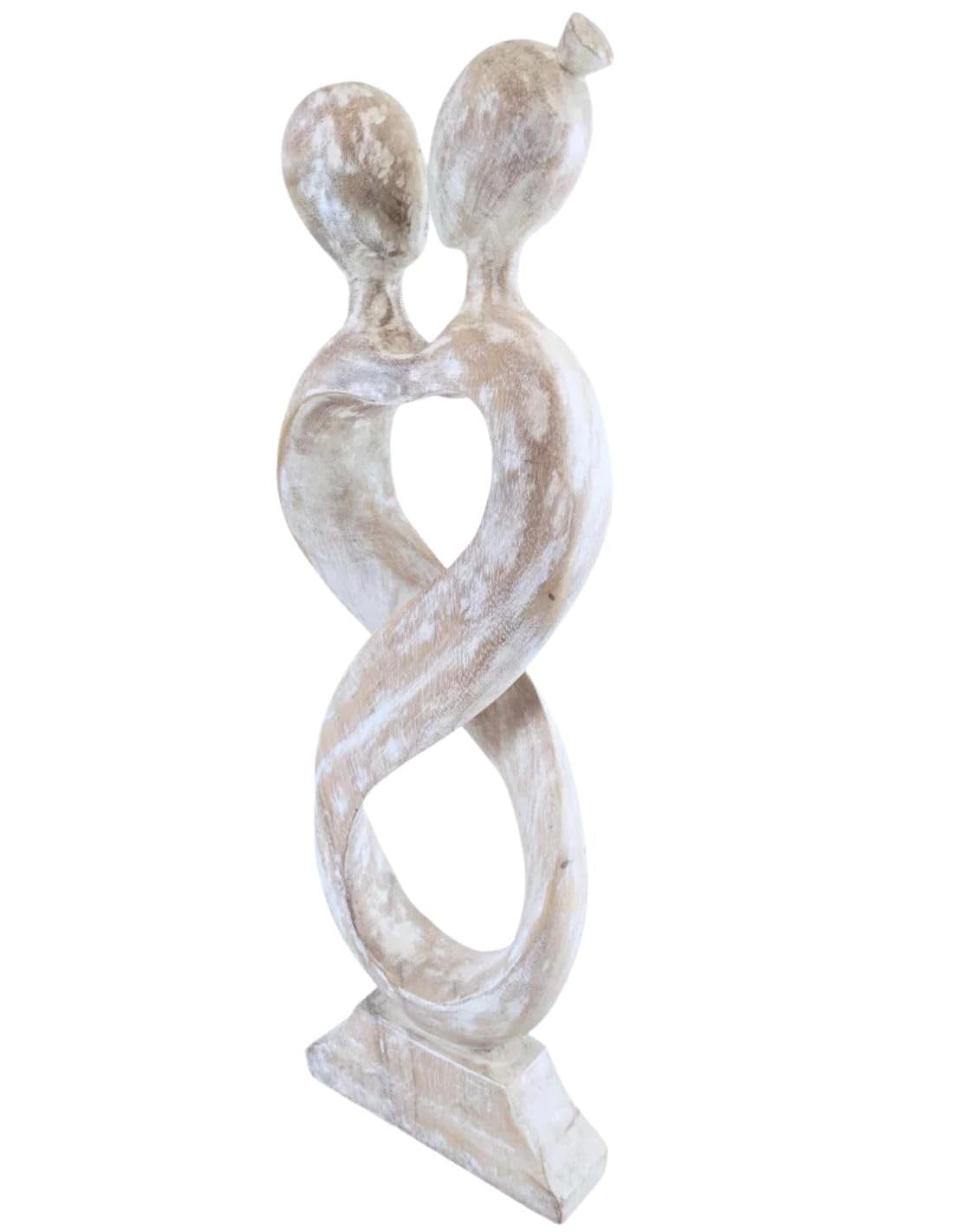 Statue Abstraite Couple Amour Infini 50cm en bois | Cadeau Noces de Bois