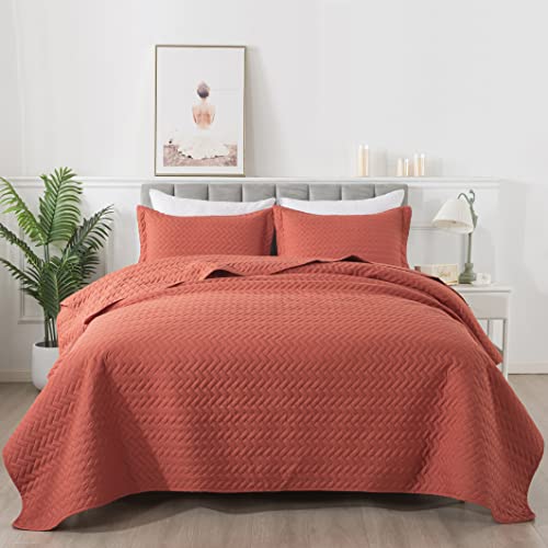 Downcool Dark Rose Quilt Sets Queen With 2 Pillow Cases - 3 Pieces Quilt Sets - Soft Bedspread Coverlet Bed Cover For All Season - Queen Size (90"X96") #TOP1