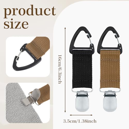 4 Pcs Hat Clip for Travel on Bag,Hat Clip for Travel,Hats Clips for Bag,Quick Access Removal,for Traveling Bags Backpacks Purses Luggage Outdoor Travels Accessory(Black+ Khaki)2