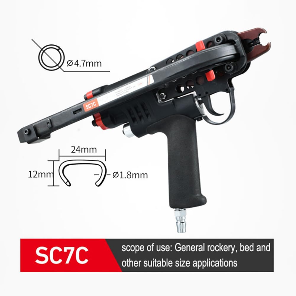 Pistola neumática de anillo de cerdo, grapadora de aire de corona de 24 mm para valla, colchón de resorte y asiento de coche, herramienta de cierre de 4.8-8.0 mm