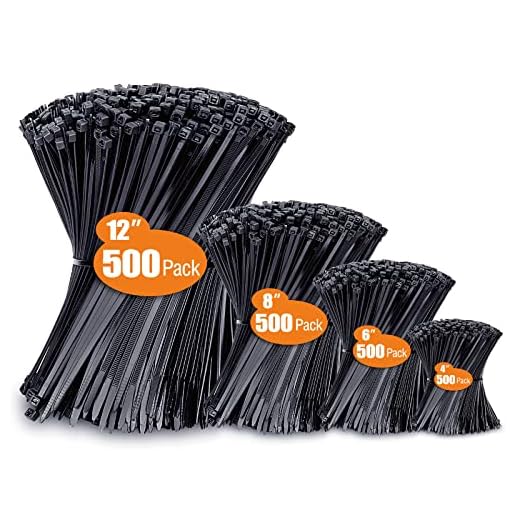 Zip Ties Assorted Sizes(4”+6”+8”+12”), 2000 Pack, Black Cable Ties, UV Resistant Wire Ties by ANOSON
