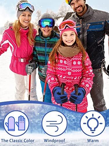 Eurzom 3 Pairs Kids Winter Gloves Warm Waterproof Windproof Adjustable Snow Ski Gloves for Outdoor Sports 8-15 Years Girls Boys Youth2