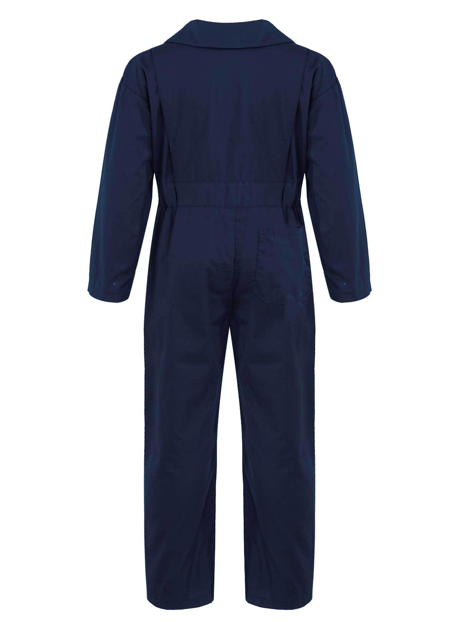 inhzoy Garçons Filles Combinaison Salopette de Travail Loisir Zippé/Bouton Vêtement de Travail Bodysuit de Sécurité pour Enfants Combinaison de Chaudière 6-16 Ans