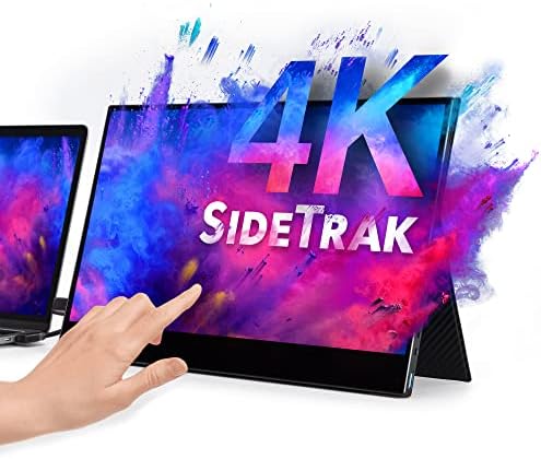 SideTrak Solo 15.6” 4k Touchscreen Portable Monitor for Laptop | Freestanding Ultra HD LED USB Laptop Dual Screen | Compatible with PC & Chrome | Powered by USB-C or HDMI & USB-A
