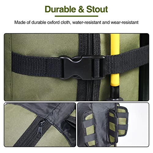 Donql Fishing Rod Bags Outdoor Fishing Pole Holders Multifunction Camping Portable Canvas Backpack Case Fish Rod Storage Bag Fishing Rod Case Holding 5 Poles & Fishing Tackles (Dark Green) #TOP3
