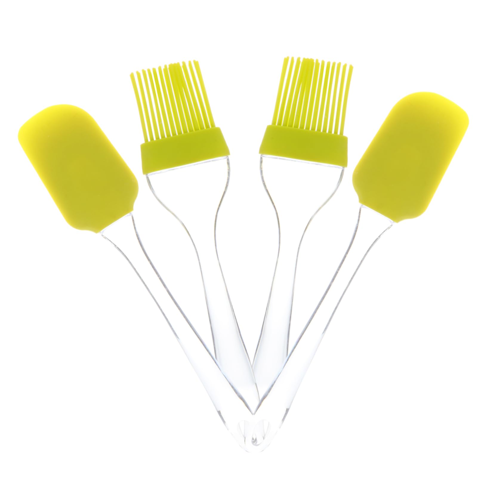 Cabilock Non-melting Bbq Brush Set 4-piece Silicone Basting Brush Spatula Easy to Grasp for Cooking Baking